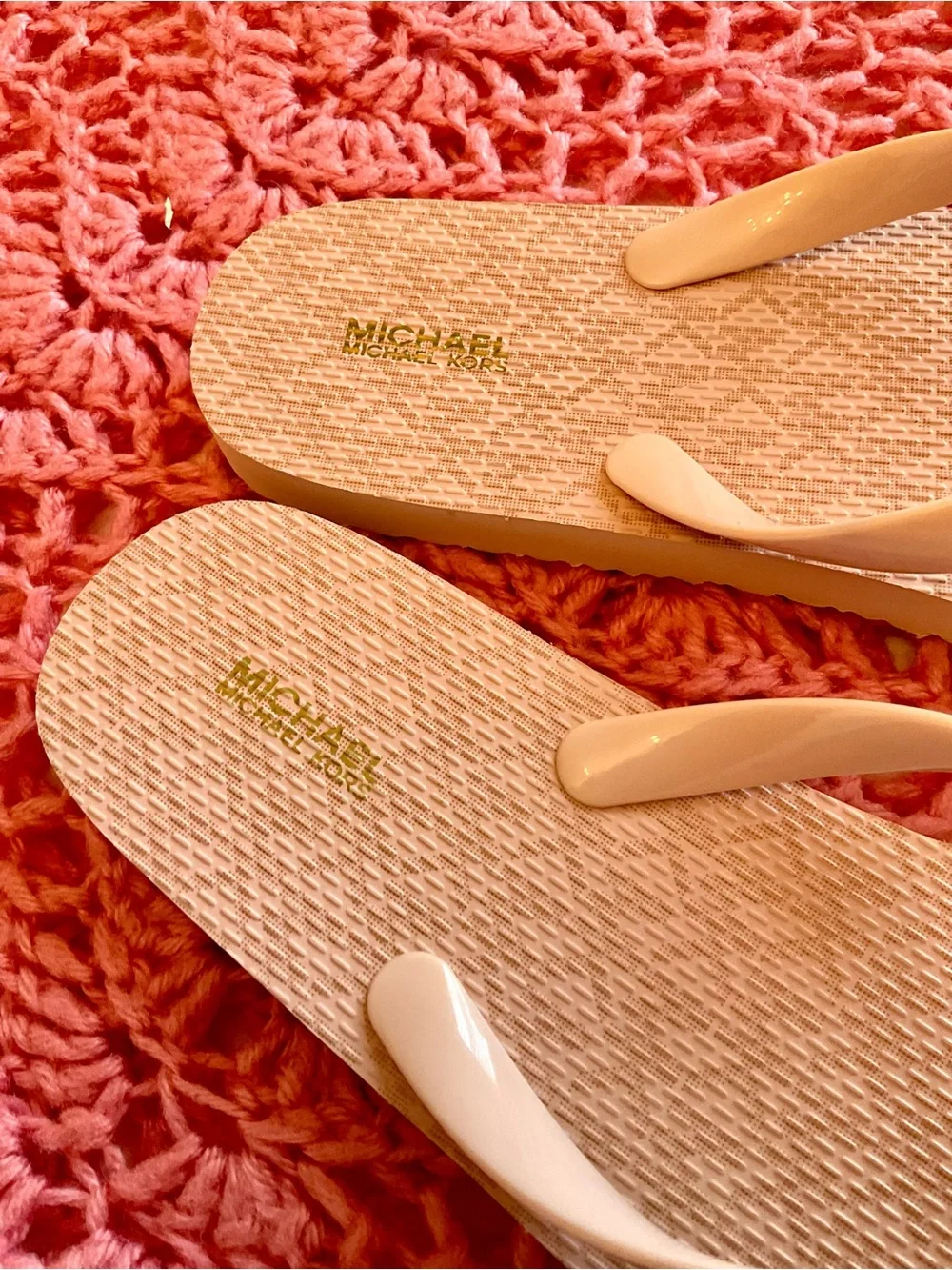 Michael Kors Blush Patent Logo Thong Sandals